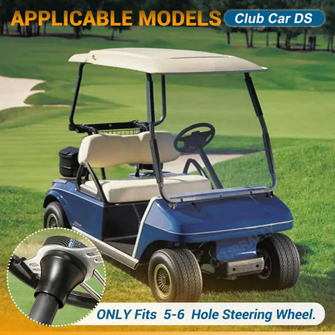 Top Tier Golf Cart Steering Wheel Adapter Compatible With Club Car Ds featuring five or six hole direct bolt on mount in matte black.