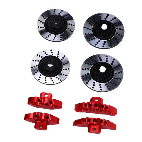 Upgrade Your Ride With This Sick Pongnas 4-TEC Drift Hex Rotor Caliper Pin Set Made From Tough CNC Milled 6061 Aluminum Alloy Brake Discs Screws And Pins Kit Perfect For 10 Scale RC Car Racing And Tuning, 4 rotors and red calipers