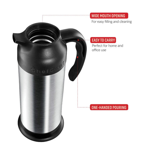 Insulated Stainless Steel Coffee Carafe Thermos 24 Oz Twin Pack With Milk Server On The Go Portable Hot Or Cold Beverage Pitcher Dispenser 3 Cup Small Design For Easy Handle Home Office Camp, wide mouth opening and easy handle