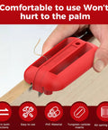 Close-up of Edge Banding Trimmer With Tungsten Carbide Blades For Burr Free Edges, showing ergonomic red handle and non-slip grip.