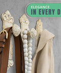 Rustic White Cast Iron Wall Hooks Dead On Vintage Door Knob Style Coat Rack Heavy Duty Entryway Decor Shabby Chic with belts and accessories