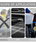 Image illustrating the scope of application for Silicone Vacuum Hose Kit With 6 Hoses Each 4.92 Feet And 64 Vacuum Line Connectors Total 70 Piece Set Universal Automotive Tubing In One Eighth To Three Eighths Inch Diameter DIY Set For Quick Repairs And Custom Vacuum Lines, not for engine oil, suitable for air and water in cars.