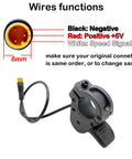 Thumb Throttle For Electric Bike And Scooter Easy Install Left Or Right 22 Millimeter Handlebar Clamp With Waterproof 3 Pin Connector Smooth Acceleration And Responsive Throttle Control showing wire functions.
