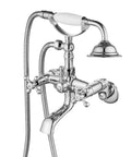Clawfoot Bathtub Faucet Tub Filler With Handheld Shower Set Victorian Double Cross Handle 6 Inch Center Polished Chrome