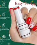 HEMA Free Cruelty Free Vegan Christmas Gel Nail Polish Kit With 6 Colors Sparkle Red on nails holding gel polish bottle