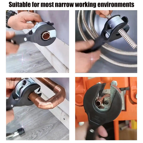 Ratcheting Tubing Cutter For Tight Spaces One Quarter To Seven Eighths Inch Two In One Close Quarters Tube Cutter For PVC PPR And Plastic Hoses Includes Gloves in action cutting metal and plastic pipes in confined spaces.