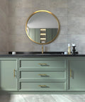 Vanity with 20 Pack Gold Stainless Steel Cabinet Handles, 5 Inch Length, 3 Inch Center-To-Center Holes, elegant bathroom setup