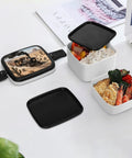 Desert Steam Train Themed Bento Box With Compartments Leakproof Double Layer Lunch Container With Spoon Snap On Lid
