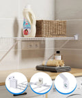 Six Pack White Wire Shelf Brackets For Twelve Inch Closets With Heavy Duty Anchors Screws And Clips For Straight Up Solid Wall Mounting and Lowkey Perfect Organization That Feels Completely Dead Simple, shown with shelves and items.