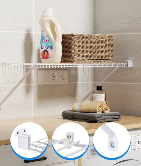 Six Pack White Wire Shelf Brackets For Twelve Inch Closets With Heavy Duty Anchors Screws And Clips For Straight Up Solid Wall Mounting and Lowkey Perfect Organization That Feels Completely Dead Simple, shown with shelves and items.