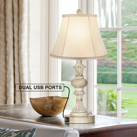 Two Pack Touch Control Table Lamps Set of 2, 3-Way Dimmable Nightstand Lamps With Dual USB Ports on a wooden table