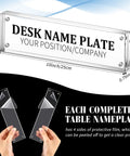 4 Pack Clear Acrylic Desk Name Plates Set With Double Sided Design, Personalized Office Name Tag Blocks, size 10 x 2 inches