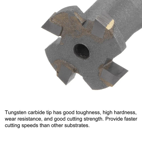 Close-up of tungsten carbide tip on T Slot End Mill Cutter 16mm Diameter, 3mm Cutting Depth, 10mm Shank, 4 Flute for stainless steel