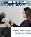 Badass J1772 Electric Vehicle Charger Holder Wall Mount with adjustable design, showcasing the charging cord neatly stored.