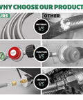Propane regulator with gauge and stainless braided hose; 5 ft, adjustable 0–30 PSI, QCC1, 3/8 flare x 1/8 MNPT