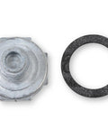 Drop Right In Heavy Duty Aluminum Power Valve Plug For Carburetors with gasket, top view showing threaded design.