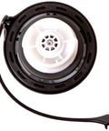 Kia Fuel Filler Cap Assembly OEM Direct Fit Replacement, Genuine Factory Part Not Aftermarket, top view, black and white seal