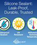 Clear Silicone Sealant For Ponds And Aquariums That Is Safe For Fish And Plants, highlighting waterproof, UV resistant features