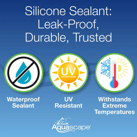 Clear Silicone Sealant For Ponds And Aquariums That Is Safe For Fish And Plants, highlighting waterproof, UV resistant features