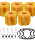 5Pcs Oil Filter Kit 04152-YZZA1 Replacement For Toyota Avalon Camry RAV4 Sienna ES300h ES350 IS200t RX350 RX450h And Lexus Models with rings