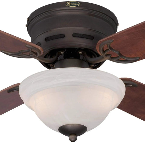 Hadley 42 Inch Indoor Ceiling Fan With Oil Rubbed Bronze Finish, Dimmable LED Light Kit With White Alabaster Bowl, Reversible Applewood And Cherry Blades, Sweet Setup For Small Rooms Up To 100 Sq Ft