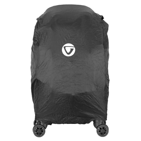 Eight Wheel Spinner Camera Backpack For DSLRs And Gear With Tuckaway Harness Converts To Everyday Pack covered in rain cover