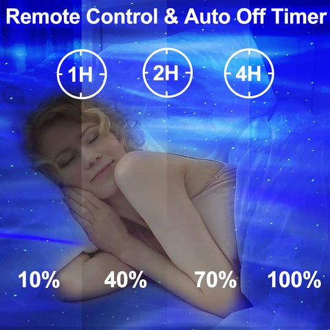 Galaxy Aurora Light Projector With 33 Effects, Bluetooth Speaker And White Noise Machine showing sleep timer feature