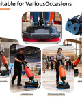Cordless 18 Inch Walk Behind Floor Scrubber With Dual Brushes, 120 Minute Battery Power, 360 Degree Rotating Head, Red Beast
