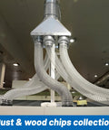 Heavy Duty 4 by 5 Inch Flexible Clear PVC Dust Collection Hose With Stainless Steel Clamps, branching dust collection setup.