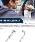 Person installing Bike Wheel Spokes Set, 14G, 265mm Length, Carbon Steel Galvanized With Silver Tone Nipples, 1 Pack on bike
