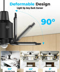 Diagram of All Day Motion Activated Garage Light With 80W Power showing adjustable panels for flexible lighting angles.