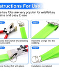 Instructions for use showing 40Pcs Key Fob Hardware Set 1 Inch Kit with glass pliers for wristlet keychains and lanyards.
