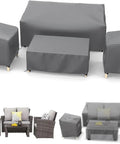 Outdoor Waterproof Patio Furniture Covers 4 Piece Set For Chairs Loveseat And Coffee Table Heavy Duty 600D Grey All Weather Protection