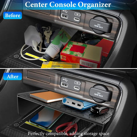 Before and after of 3 Piece Center Console Organizer and Armrest Tray for Honda CRV 2023 2024 2025 2026 fits LX EX EX L Sport