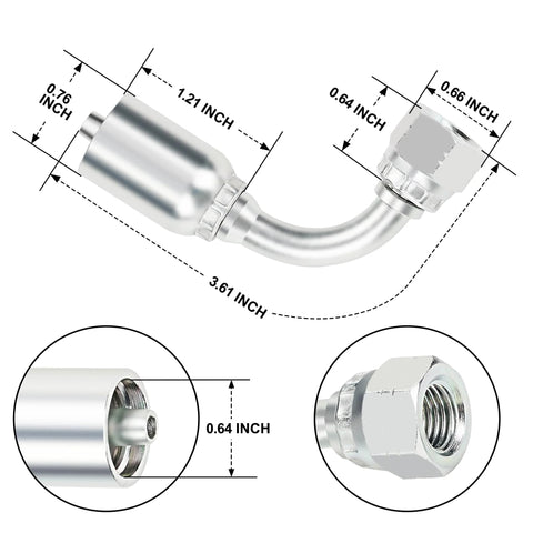 quarter inch JIC hydraulic fittings with dimensions