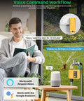 Smart Water Timer 1 Zone Garden Hose with WiFi Remote and Voice Control shown with Google Assistant device indoors