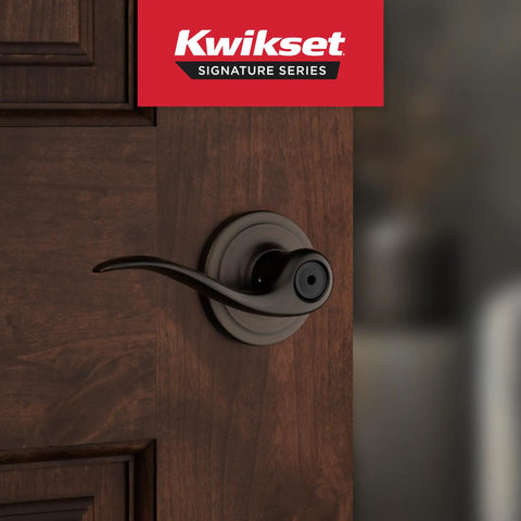 Interior Privacy Door Lever With Lock For Bedroom Or Bath, Reversible Metal Handle In Venetian Bronze With Microban Protection