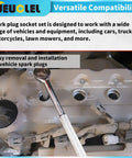 Magnetic Swivel Spark Plug Socket Set 3/8 Inch Drive 12 Point With Extension Kit Includes 14mm Four Inch Thin Wall 9/16 Inch Six Inch And 5/8 Inch Ten Inch Extensions For Quick Auto Fixes. spark plug socket in engine bay