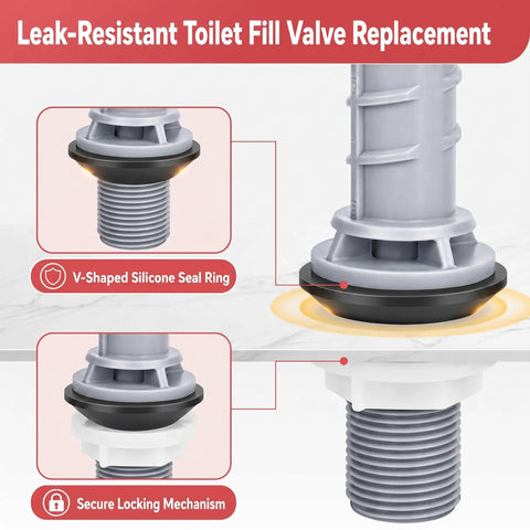 2 Set Universal Toilet Float Replacement Kit With 2 Inch Flapper Replacements Easy Install Fill Valve Kit For Most Toilets Fits 1.6 To 3.5+ GPF leak-resistant fill valve with V-shaped silicone seal ring