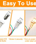 Straight Up Heavy Duty E10 Mini Bulb Socket With 10 Inch Wiring Harness showcasing E10 bulb socket installation steps.