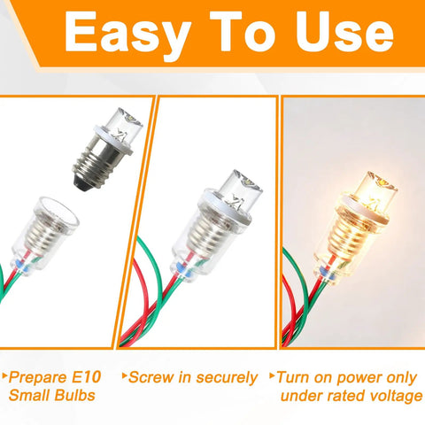 Straight Up Heavy Duty E10 Mini Bulb Socket With 10 Inch Wiring Harness showcasing E10 bulb socket installation steps.