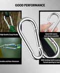 Heavy Duty Snap Hook Carabiners 30 Pack 3 Inch Zinc Galvanized Steel Quick Links 500 Pound Capacity shown in various uses