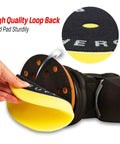 Close-up of high-quality loop back on yellow pad from 3 Piece Orbital Polishing Pads Set For Buffing And Waxing 5 Inch Hook And Loop Foam Buffer Pads