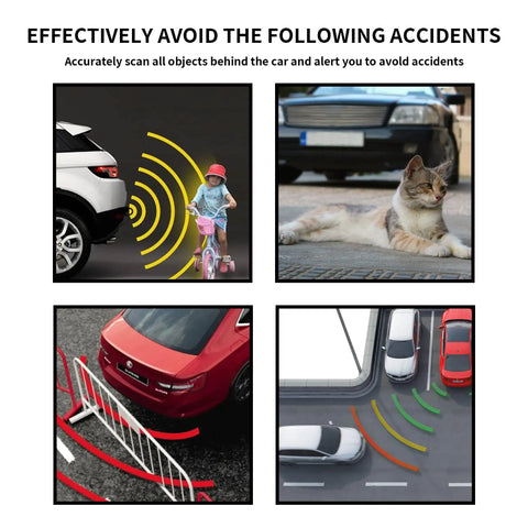 Rear Backup Radar System With 4 Parking Sensors, Distance Detection, LED Distance Display And Audible Warning, Universal Fit For Most Bumpers, Easy Drill Installation, Black Color in use