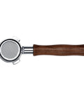 54mm Bottomless Portafilter With 18G Basket And Genuine American Walnut Handle For Breville Sage Barista Express And Other 54mm Machines Naked Extraction For Troubleshooting Channeling And Uneven Tamp, top view