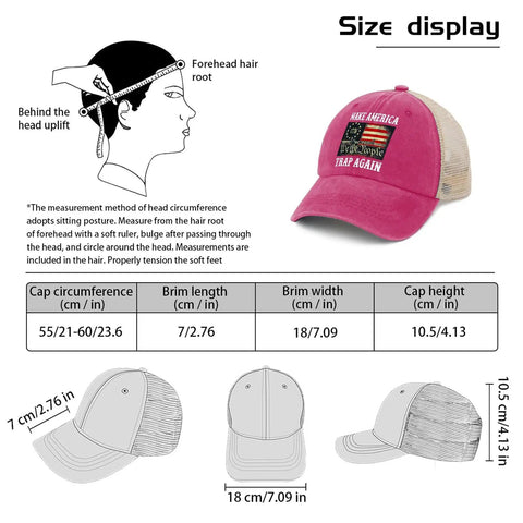 Pink adjustable trucker hat for men with anti sweat band dope lightweight athletic cap breathable mesh back size chart