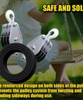 Heavy Duty Block And Tackle System With 2200 Lbs Breaking Strength Fifty Feet Of Three Eighths Inch Rope Five To One Lifting Power Pulley Hoist For Construction Warehouses Animal Husbandry And Farm Use Built Like A Boss Durable Black with reinforced design