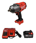 Compact 1/2 Inch Cordless Impact Wrench With Four Drive Speeds And Dedicated Bolt Removal Setting For Knocking Loose Stuck Fasteners Paired With An Eighteen Volt Two Amp Battery Pack And Standard Wall Charger. Includes wrench, battery, and charger.