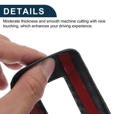 Close-up of Mitsubishi Outlander Gear Shift Knob Button Cover Carbon Fiber Black showing smooth edges and adhesive for easy fit.