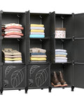 9 Cube Closet Organizer With Doors Portable Modular Storage Shelves For Clothes Books Toys Black Cube Cabinet Open View